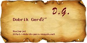Dobrik Gerő névjegykártya